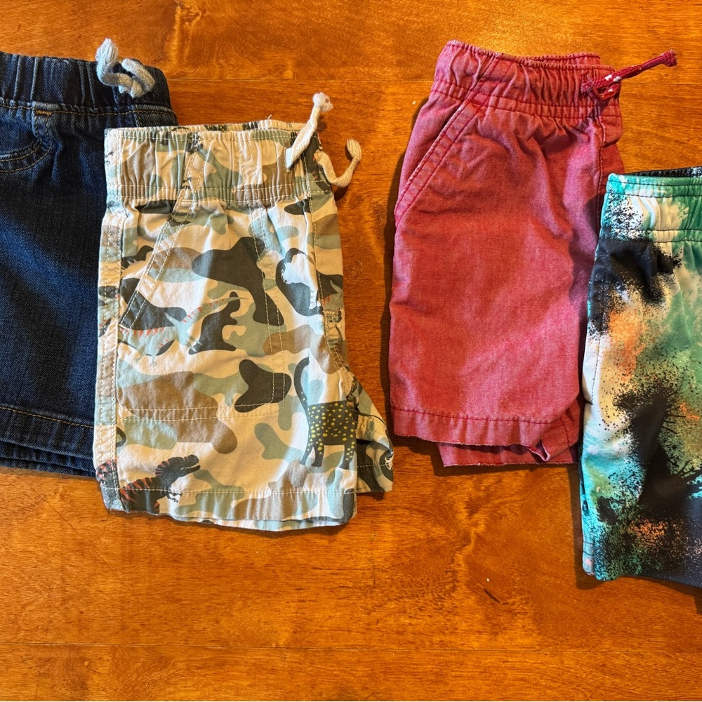 Jean, camo, red and Nike shorts set